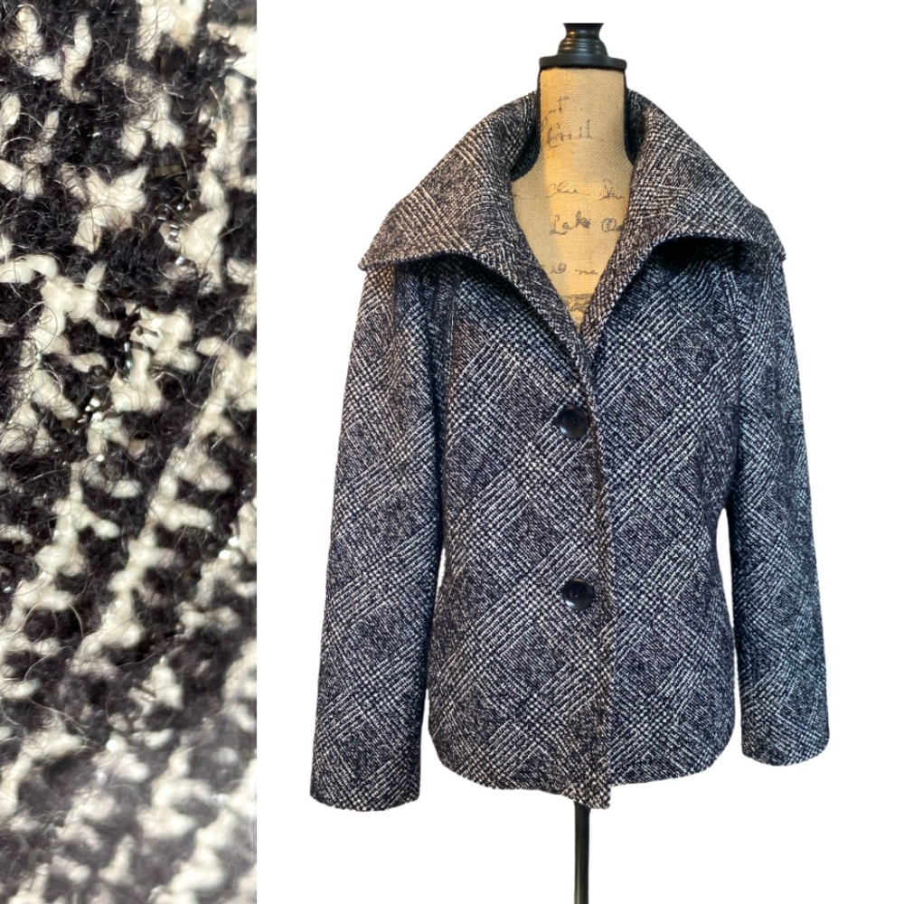 TALBOTS women wool blend coat black/white size 14